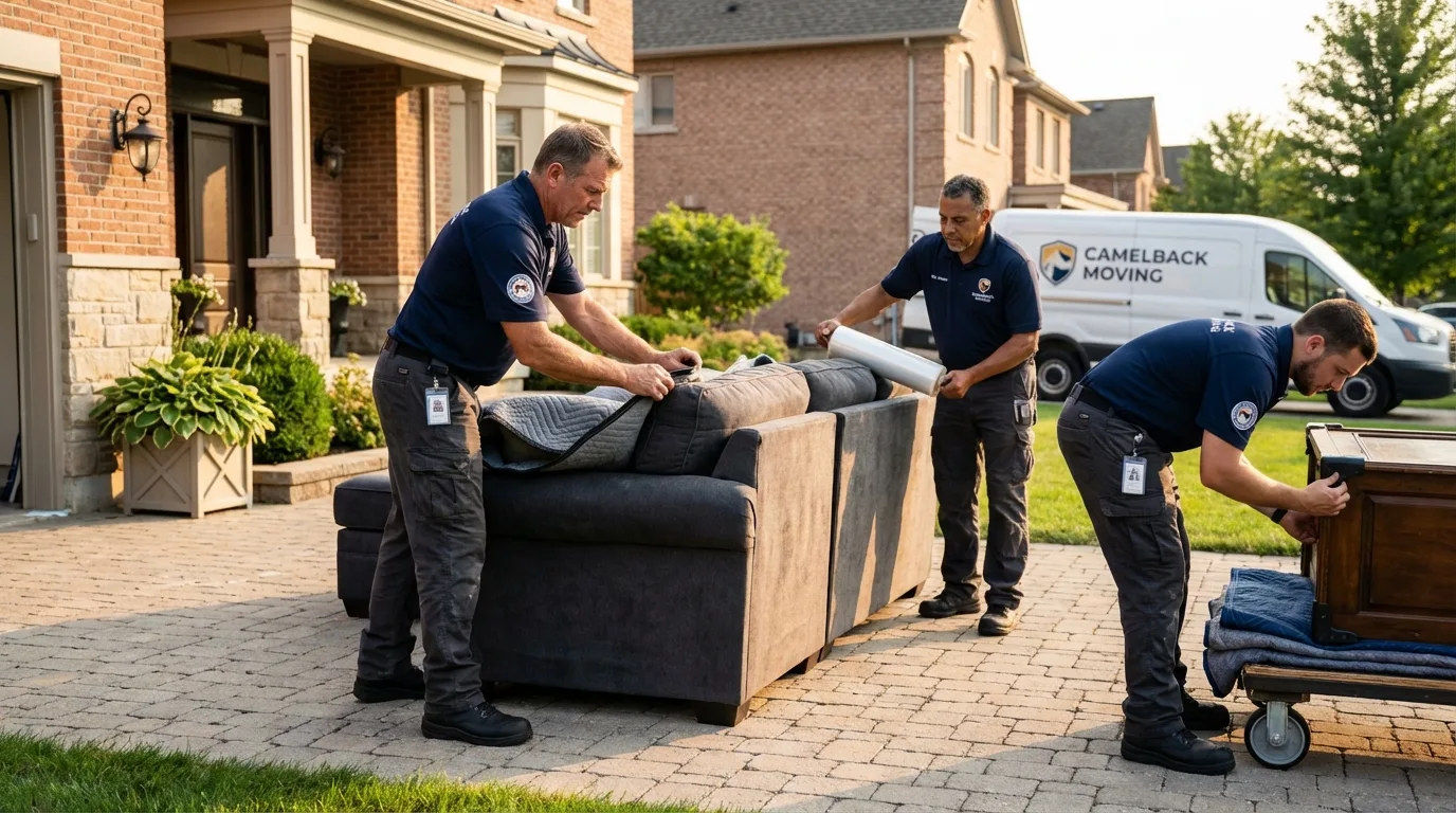 Large estate moving crew wrapping furniture in Maumee, OH