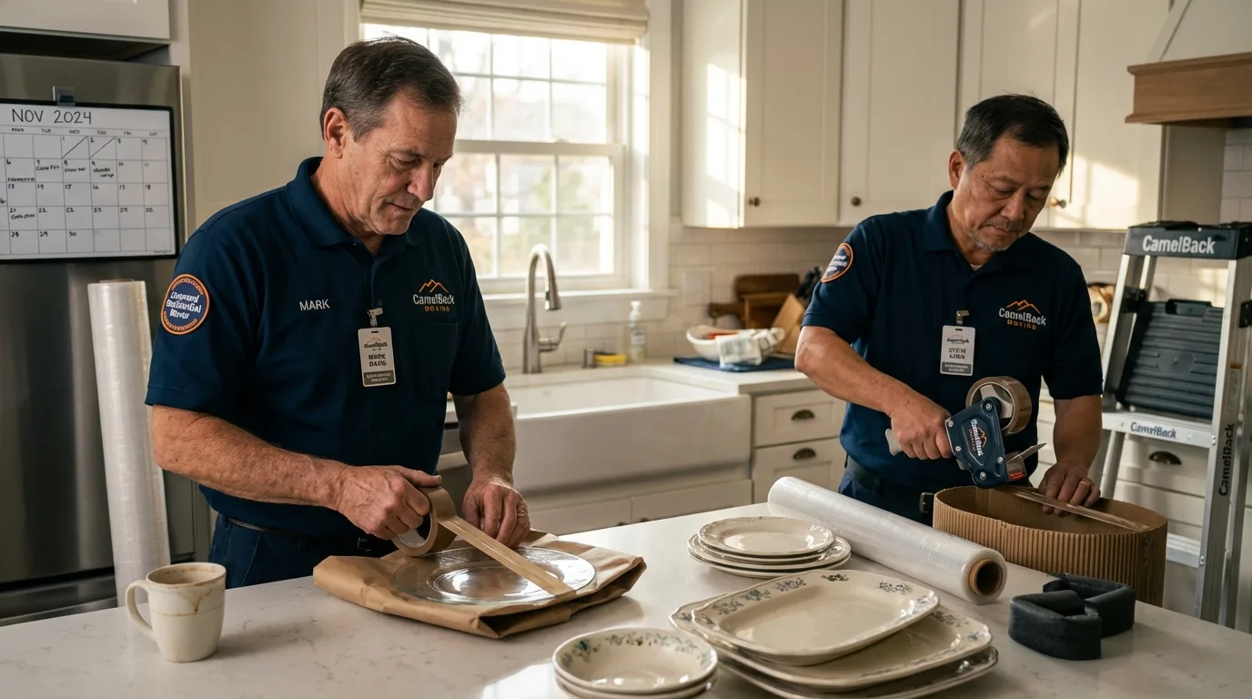Professional crew packing kitchen dishware in Maumee, OH